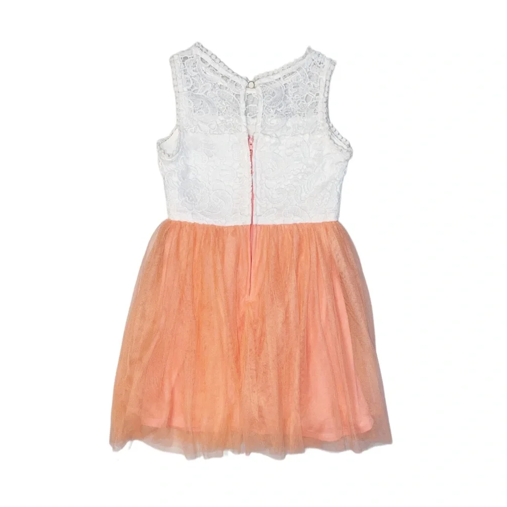 SEQUIN HEARTS Girl's White And Orange Sleeveless Dress Size 7